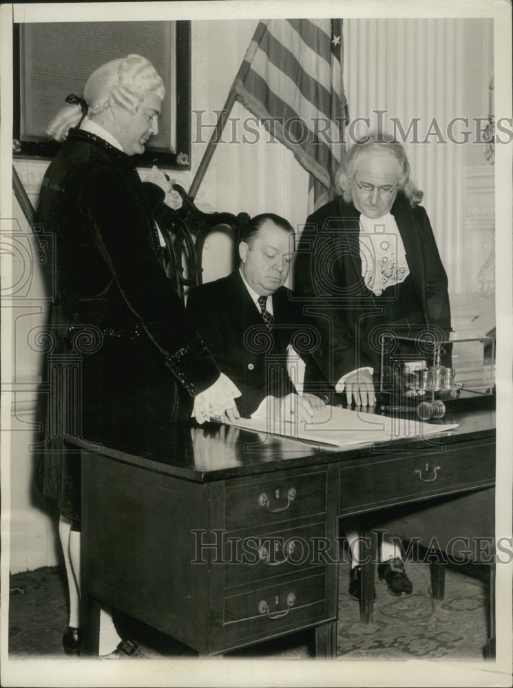 1937 Press Photo Albert Kitey AR Geist and Mayor S Davis Wilson in rehearsal