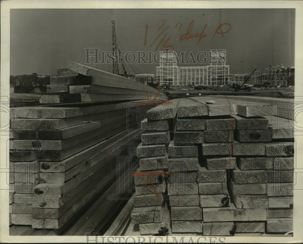 1938 Press Photo steel framework of the new Federal Building in NY - ney31333