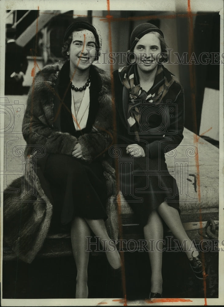 1933 Press Photo Gwen Hardtop &amp; Diana Fishwick Aboard S.S Samaria for Golf Title- Historic Images