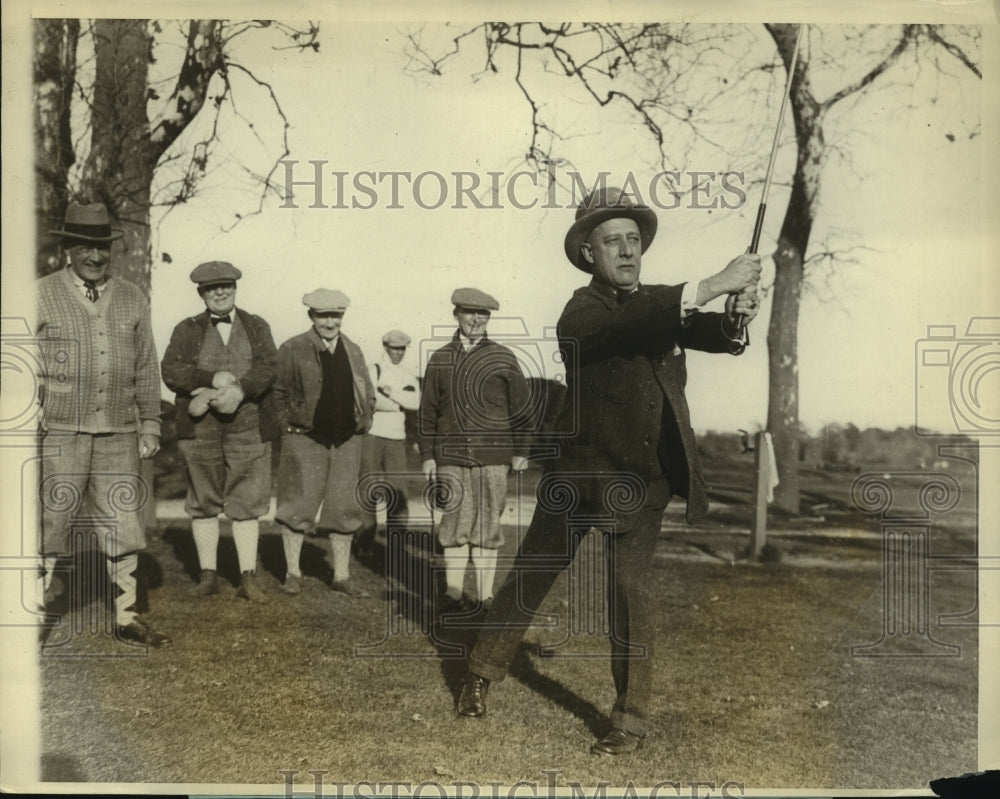 1926 Press Photo Al Smith Gov of New York State Tees Off at Seaview Golf Club- Historic Images