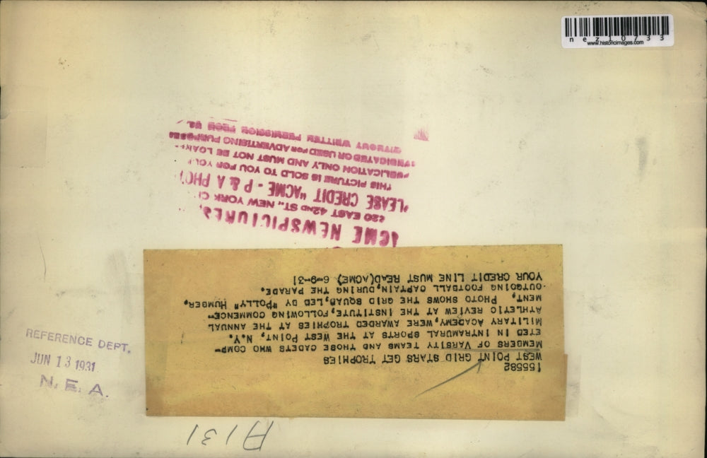 1931 Press Photo West Point Football Team Awarded Trophies at Athletic Review