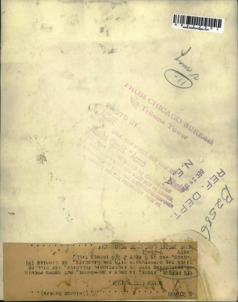 1931 Press Photo Ken Meenan Developing Into Exceptional Fullback at Northwestern