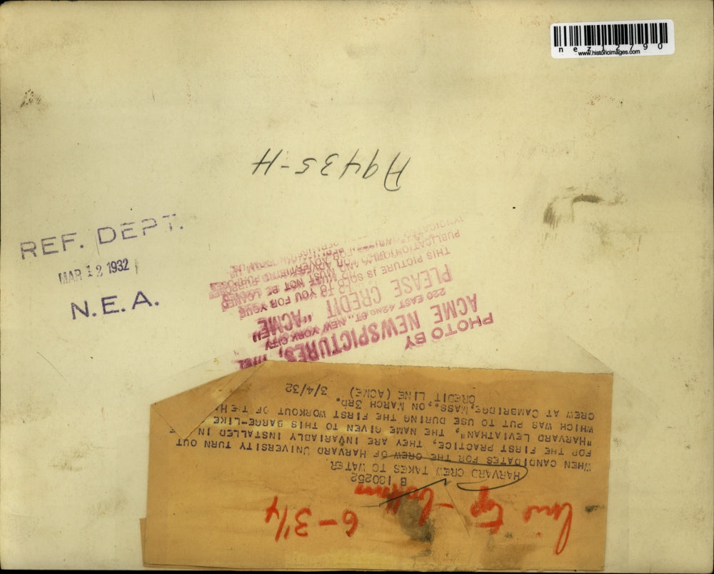 1932 Press Photo Harvard University Rowing Crew at Practice on The Leviathan