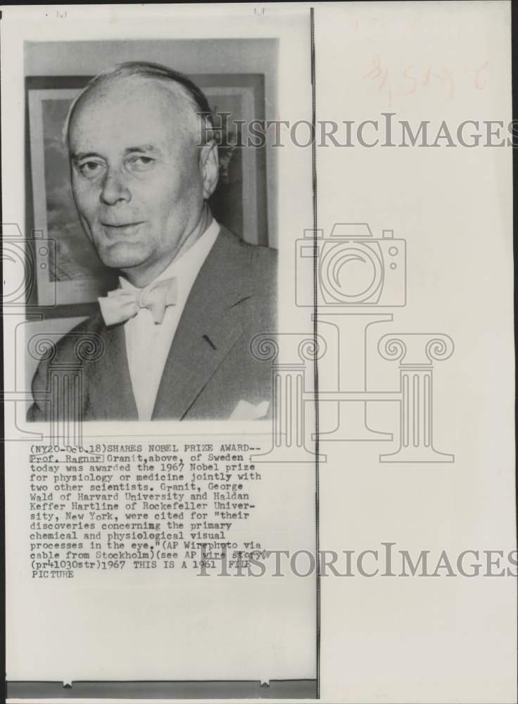 1961 Press Photo Professor Ragnar Granit, Nobel Prize Winner of Sweden- Historic Images