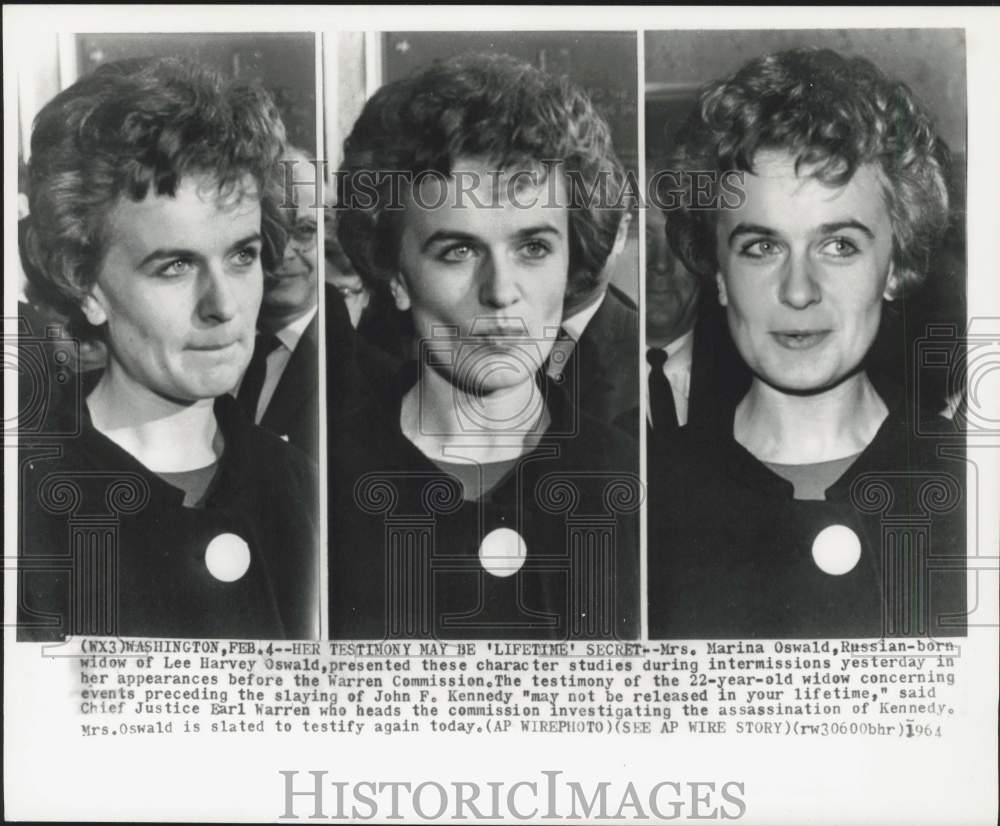 1964 Press Photo Widow of Lee Harvey Oswald during Warren Commission testimony- Historic Images