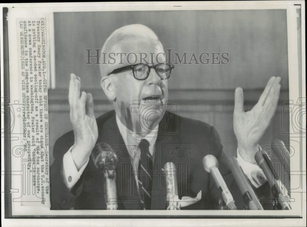 1968 Press Photo Secy. of the Treasury Henry Fowler at Conference in Washington- Historic Images