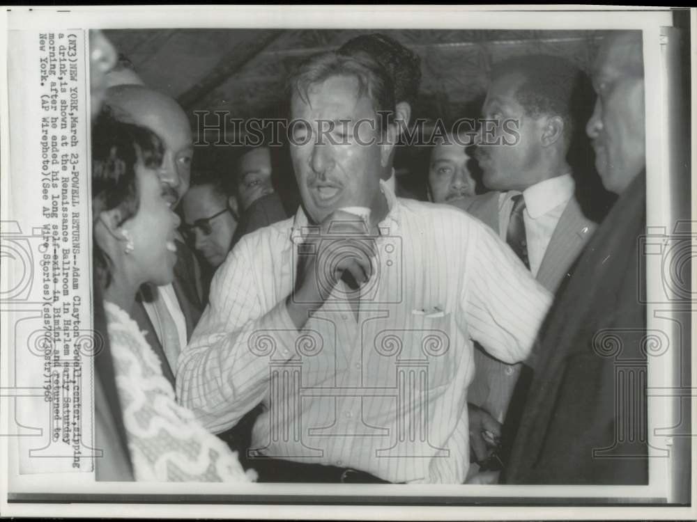 1968 Press Photo Adam Clayton Powell at Renaissance Ballroom in Harlem, New York- Historic Images