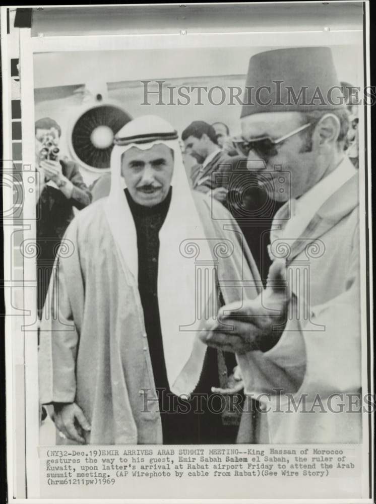 1969 Press Photo King Hassan of Morocco and Emir Sabah Salem el Sabah of Kuwait- Historic Images