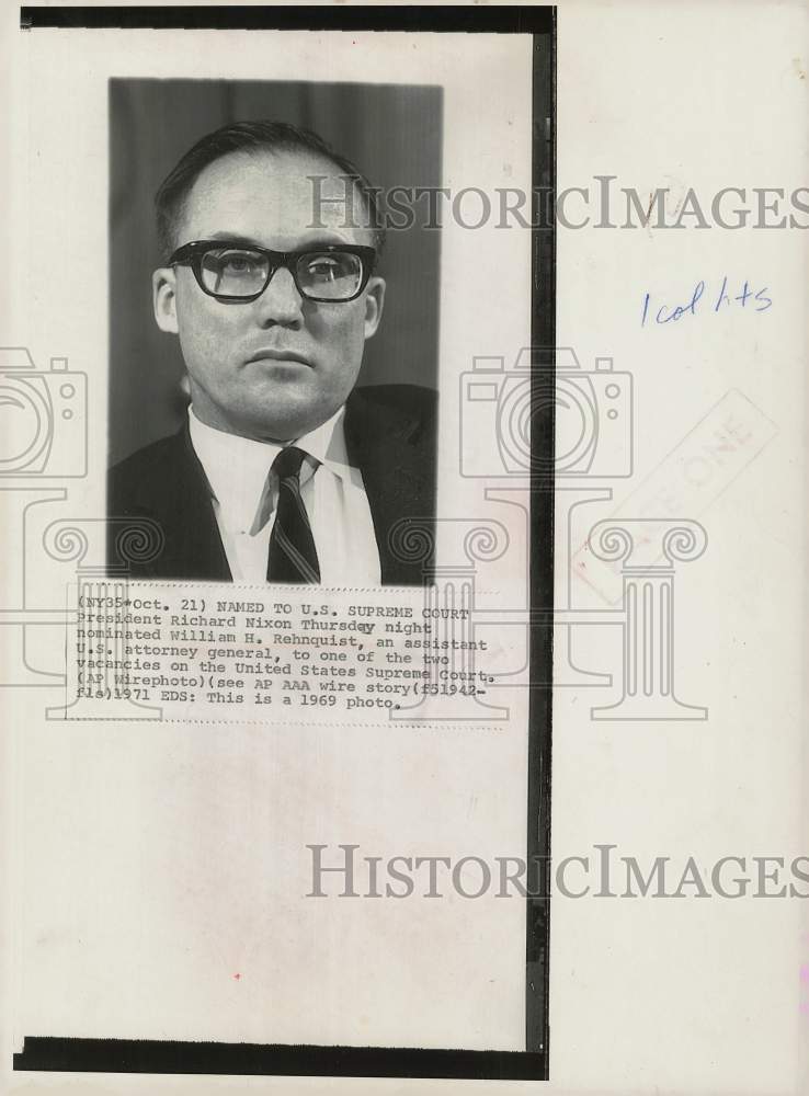 1969 Press Photo William H. Rehnquist nominated to the Supreme Court, DC- Historic Images