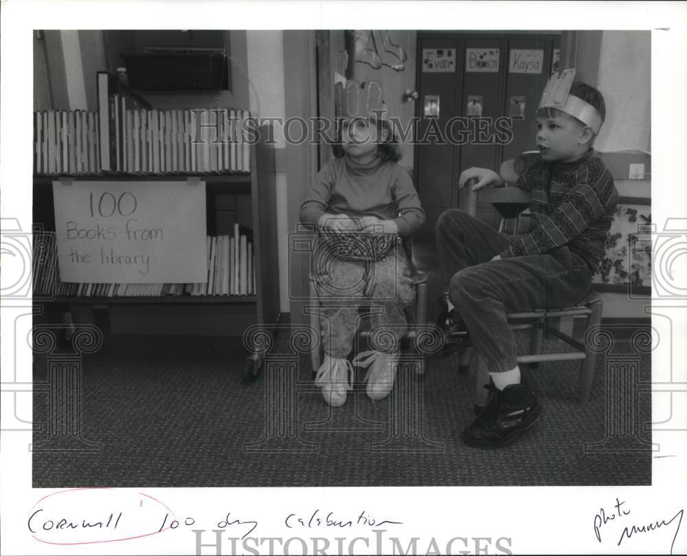 Press Photo Children at Cornwall Consolidated School 100 Day Celebration- Historic Images