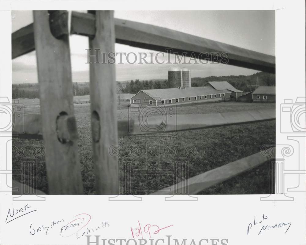 1992 Press Photo Buildings and Silos at Greystone Farm, Lakeville - nht04715- Historic Images