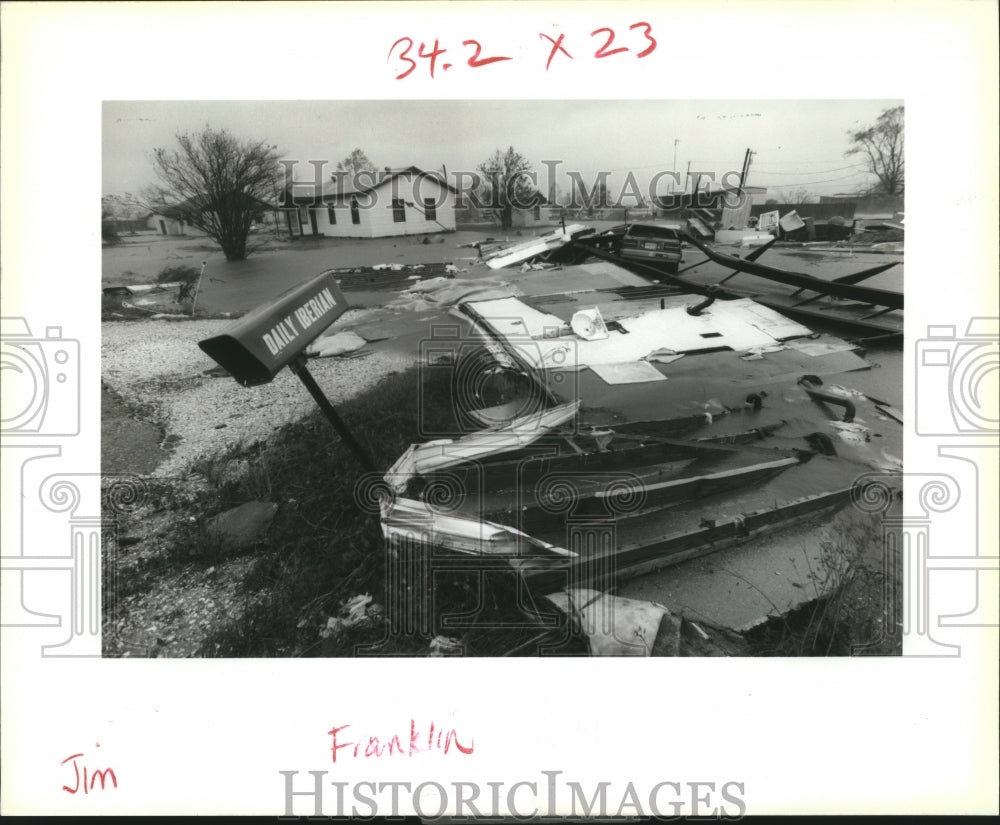 1992 Press Photo Hurricane Andrew - Damaged caused in Franklin, Louisiana.- Historic Images