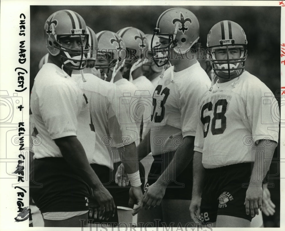 1964 Press Photo New Orleans Saints - Chris Ward and Kelvin Clark at practice.- Historic Images