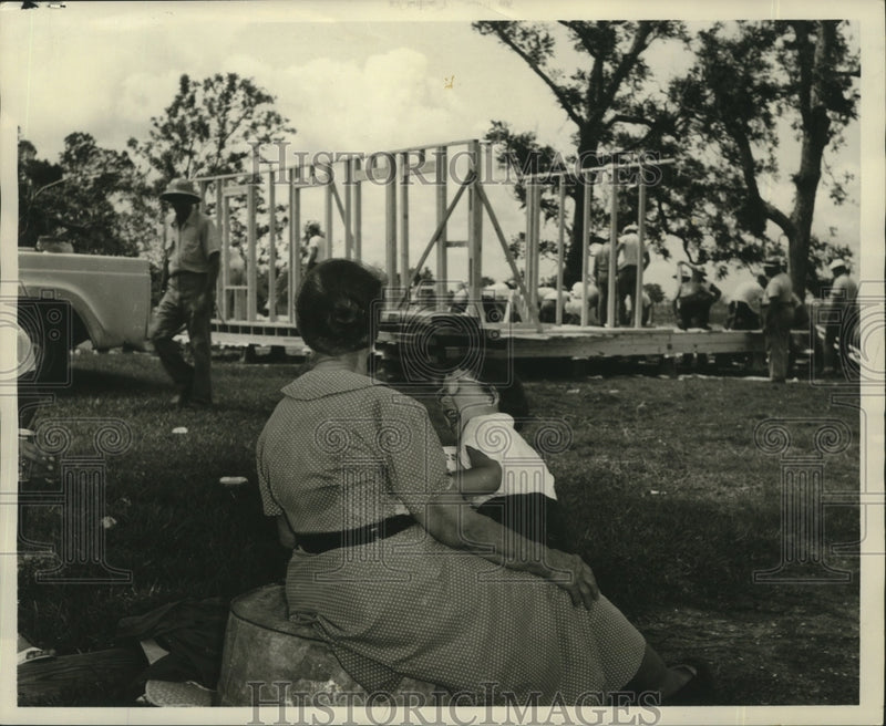 Load image into Gallery viewer, Press Photo Rebuilding Home After Hurricane Audrey Hit - noa03708
