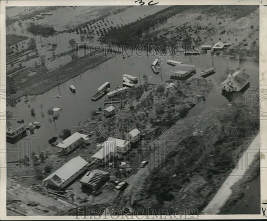  Press Photo Hurricane Betsy- Aerial view of flooding at Buras, La.- Historic Images