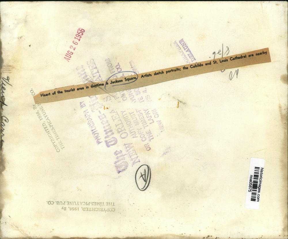 1956 Press Photo New Orleans Jackson Square- Heart of the tourist area.