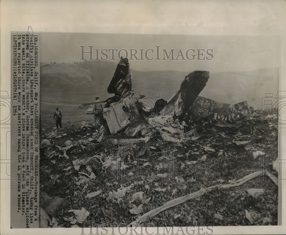 1964 Press Photo Wreckage from Pacific Airlines California plane crash- Historic Images