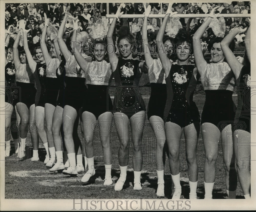 1968 Press Photo Sugar Bowl Cheerleaders on sidelines.- Historic Images