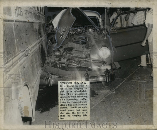 1956 Press Photo Accidents-Bus and auto in Harvey Collision