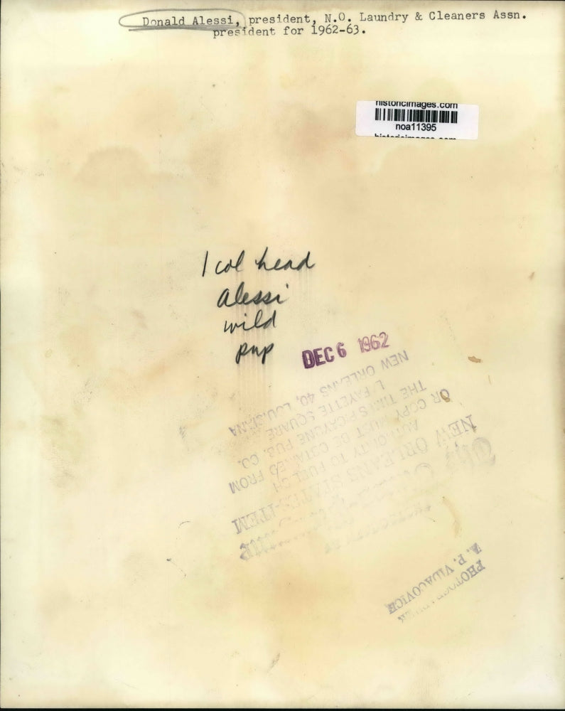 1962 Press Photo Donald Alessi President of New Orleans Laundry Association