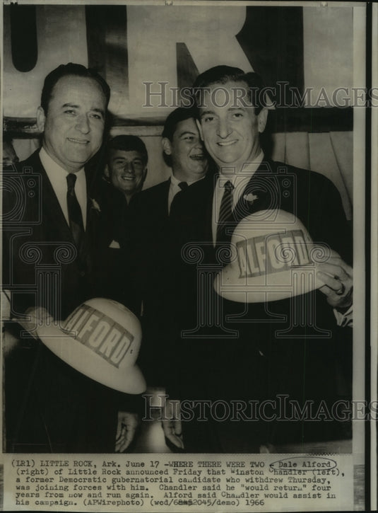 1966 Press Photo Dale Alford & Winston Chandler Join for Democratic Nomination- Historic Images