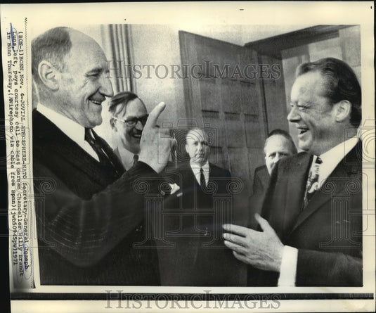 1971 Press Photo NATO's Joseph Luns calls on West German Chanellor Brandt.- Historic Images
