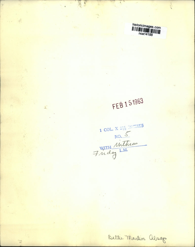 1963 Press Photo Bettie Martin Alsop - noa14188