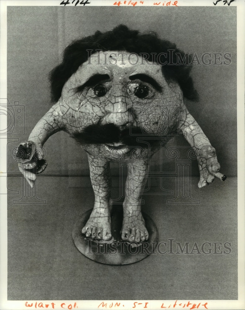 1979 Press Photo Music Box Figure by Pat Barnard at Alternative Gallery