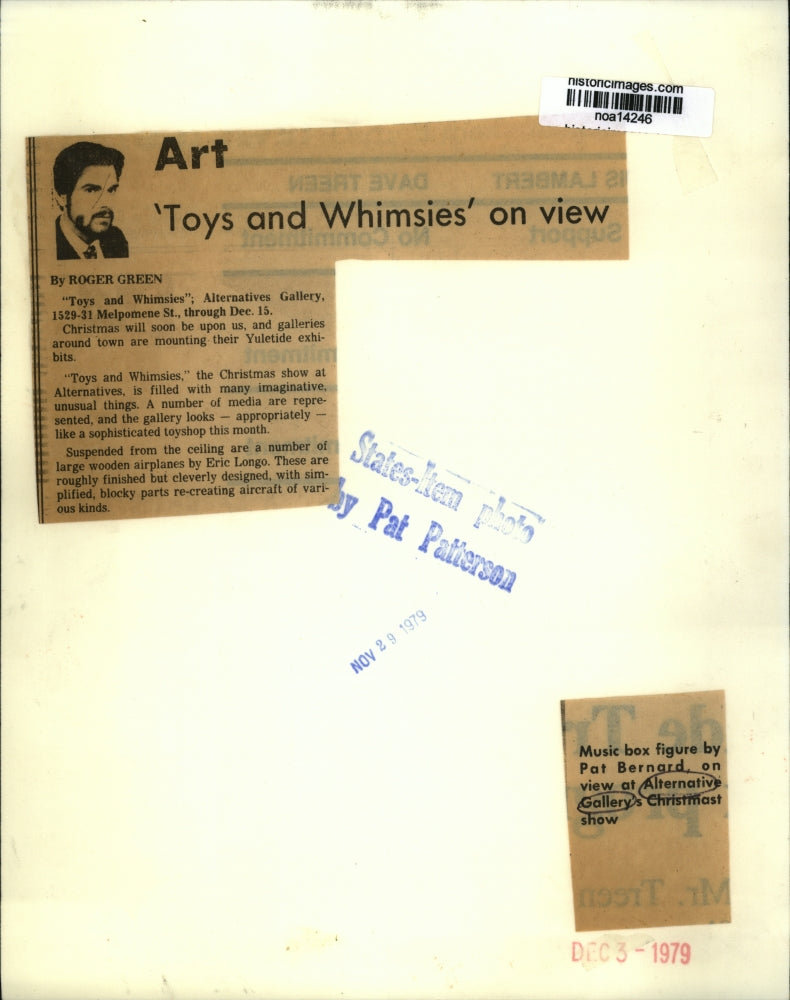 1979 Press Photo Music Box Figure by Pat Barnard at Alternative Gallery