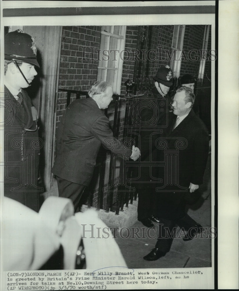 1970 Press Photo West German Chancellor Willy Brandt with Britains Harold Wilson- Historic Images