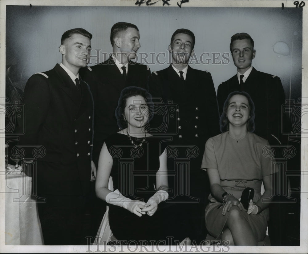 1960 Press Photo French Crusier Jeanne d&#39;Arc &amp; Commandant Riviere Officers