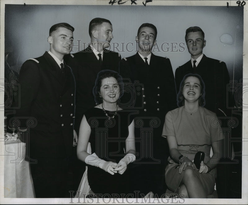 Load image into Gallery viewer, 1960 Press Photo French Crusier Jeanne d'Arc &amp; Commandant Riviere Officers
