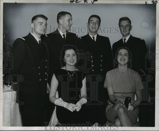 1960 Press Photo French Crusier Jeanne d'Arc & Commandant Riviere Officers