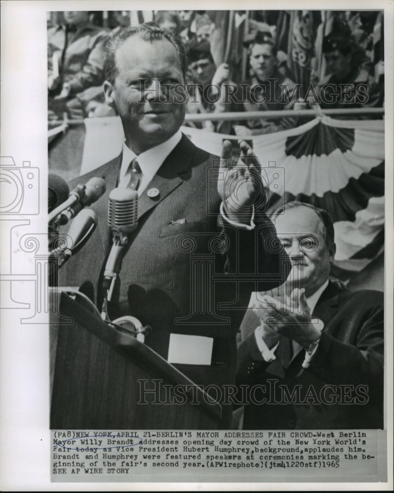 1965 Press Photo West Berlin Mayor, Willy Brandt, at New York&#39;s World Fair- Historic Images