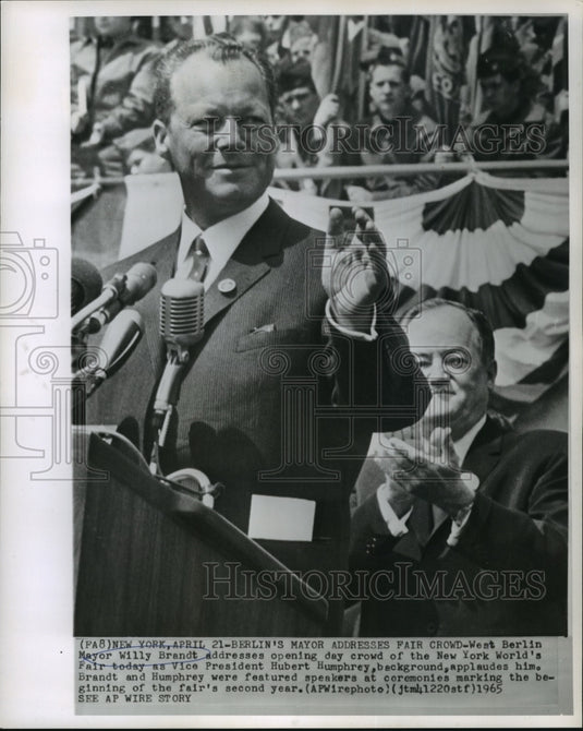 1965 Press Photo West Berlin Mayor, Willy Brandt, at New York's World Fair- Historic Images