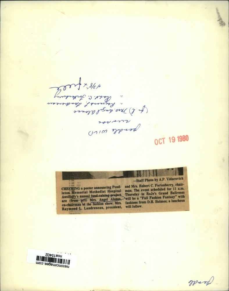 1980 Press Photo Mrs. Angel Alonso, Mrs. Raymond Landreneau & Mrs. Fortenberry