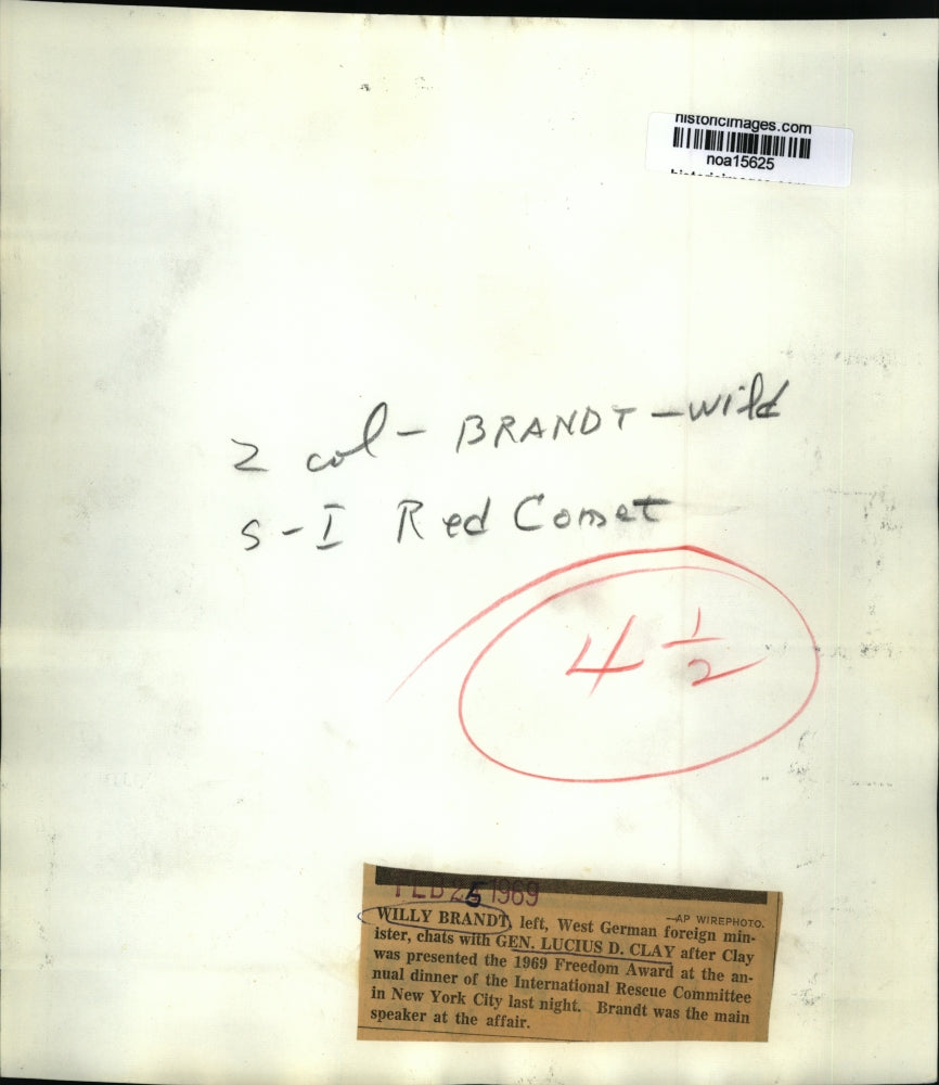 1969 Press Photo International Rescue Committee - Willy Brandt and Lucius Clay