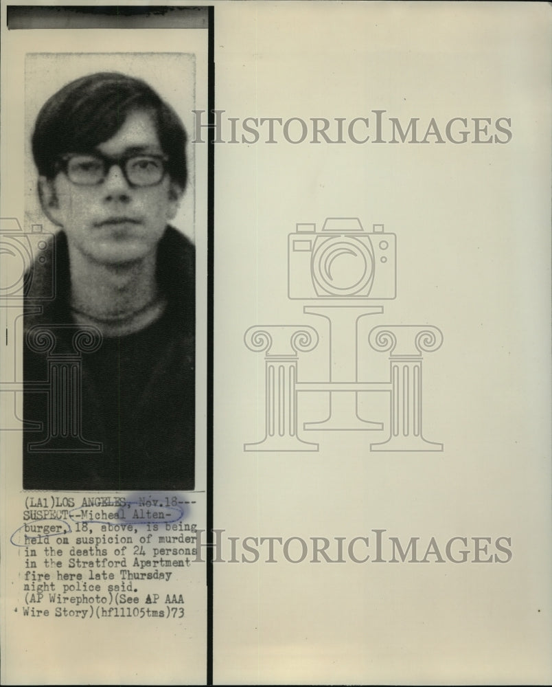 1973 Press Photo Micheal Alten-Burger after being held on suspicion of murder
