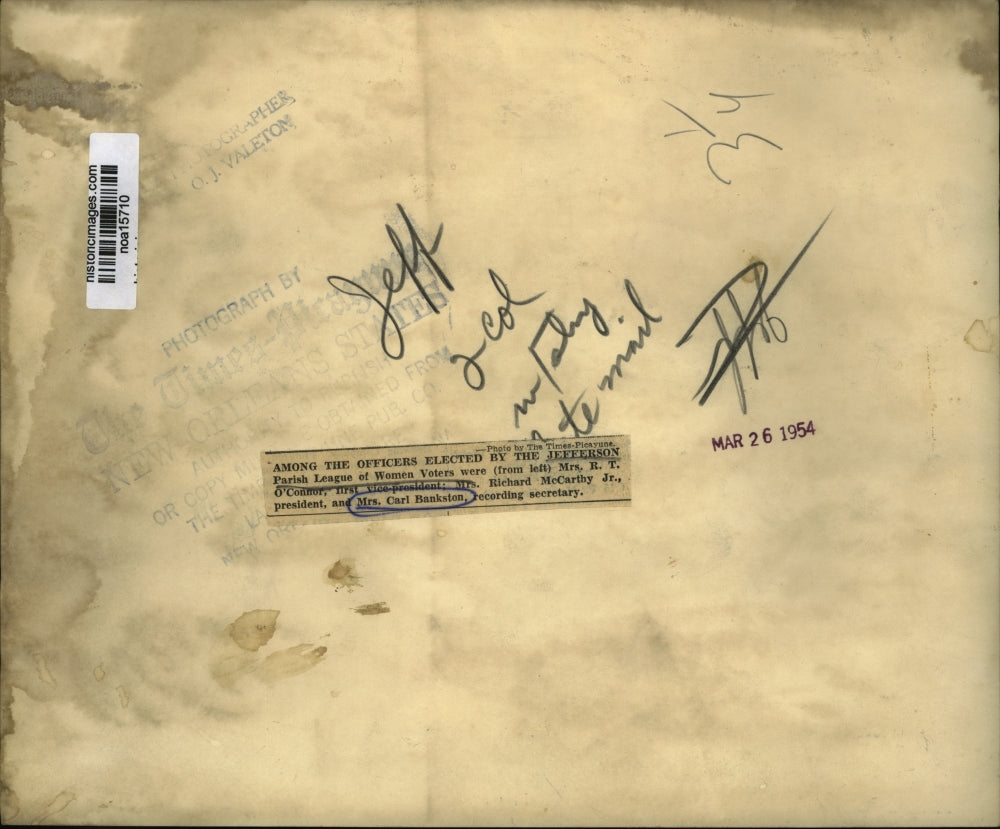 1954 Press Photo Jefferson Parish League of Women Voters officers - noa15710