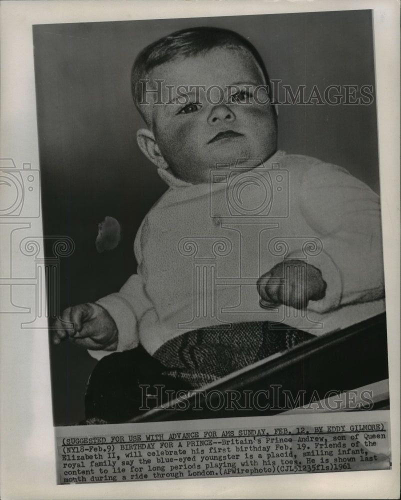 1961 Press Photo Prince Andrew, Almost One, Rides Through London - noa16928- Historic Images