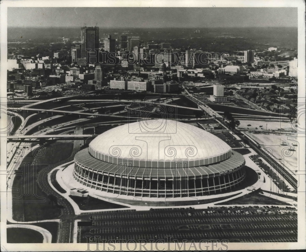 1967 Press Photo Atlanta Stadium - Retractable Umbrella, Aerial View - noa17346