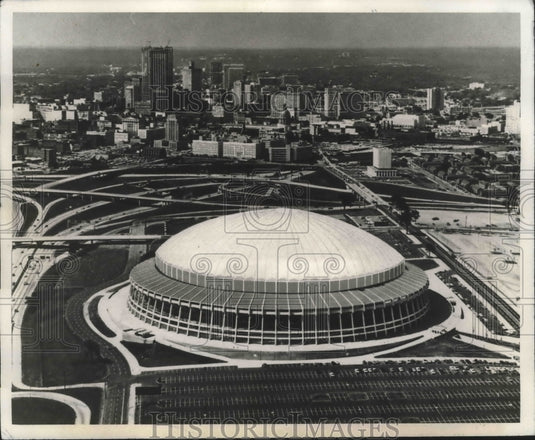 1967 Press Photo Atlanta Stadium - Retractable Umbrella, Aerial View - noa17346