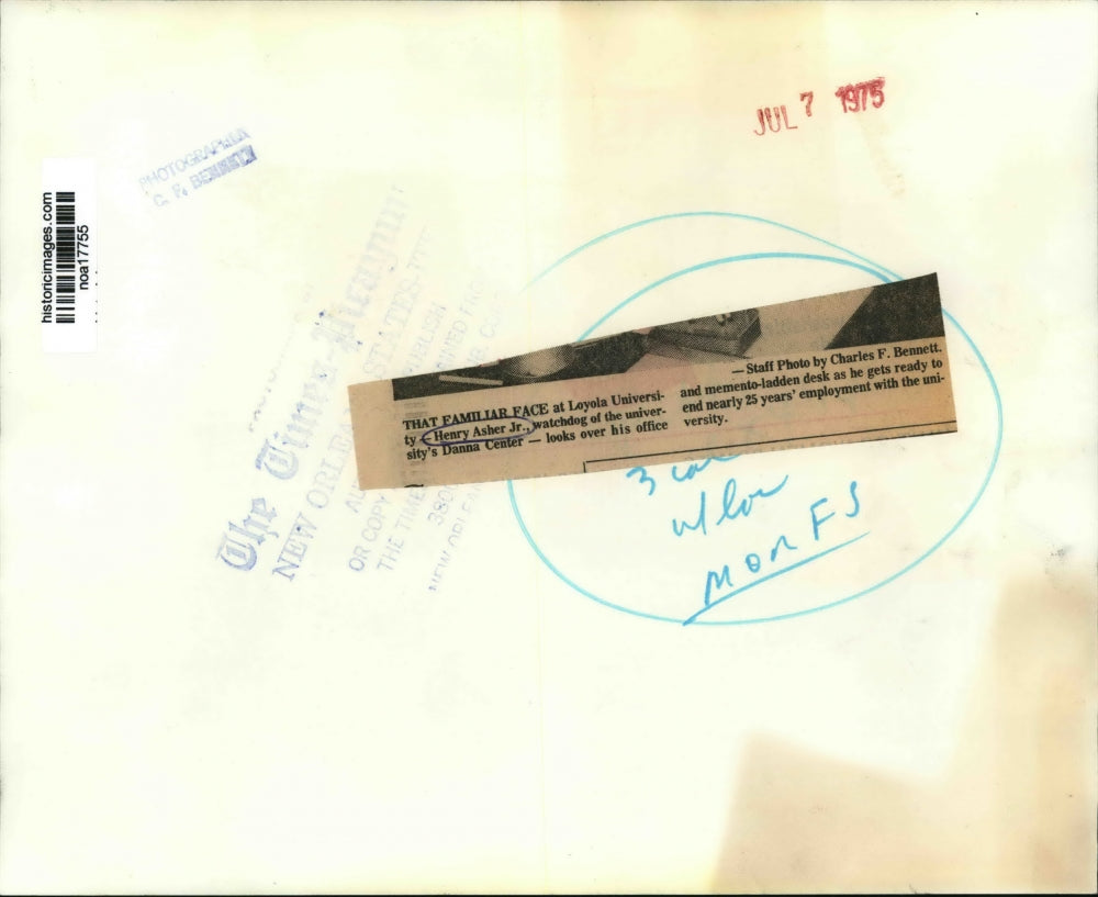 1975 Press Photo Henry Asher Jr. at his Desk at Loyola University - noa17755