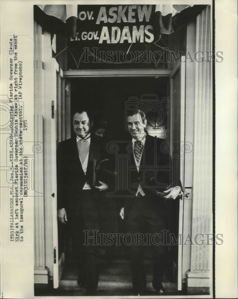 1971 Press Photo Claude Kirk and Reubin Askew, Florida Governors - noa18342