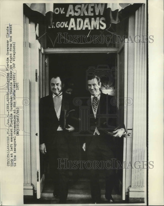 1971 Press Photo Claude Kirk and Reubin Askew, Florida Governors - noa18342