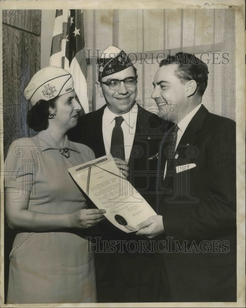 1958 Press Photo Veterans of Foreign Wars - George W. Arras and VFW Officers