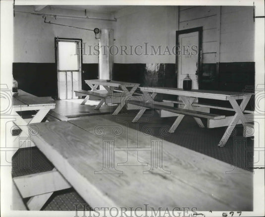 1967 Press Photo Prisons - Picnic Tables at Camp H in Dining Area Angola Prison- Historic Images