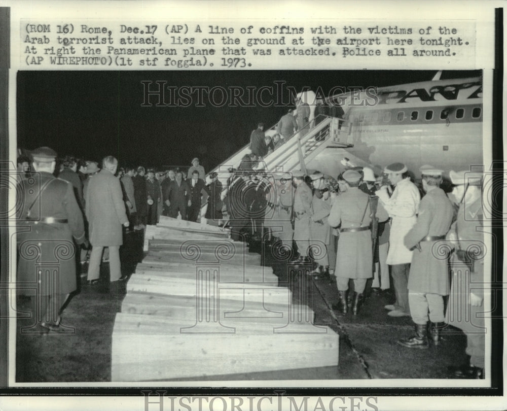 1973 Press Photo Coffins of Victims of Terrorist Attack on Pan American Flight- Historic Images