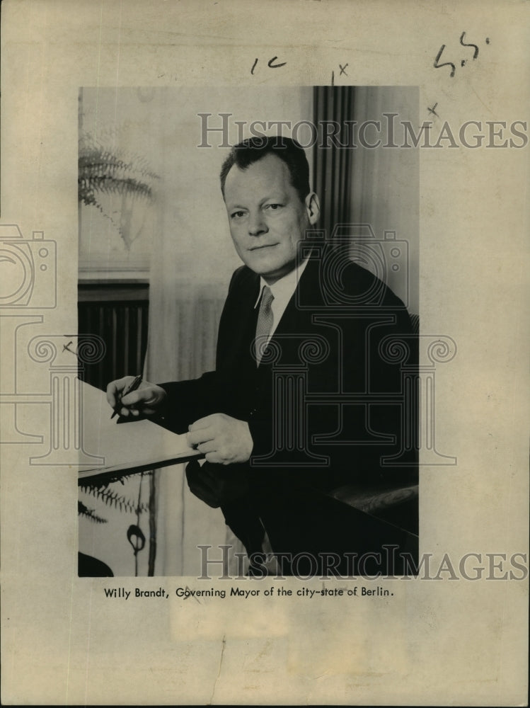1960 Press Photo Willy Brandt, Governing Mayor of City-State of Berlin, Germany