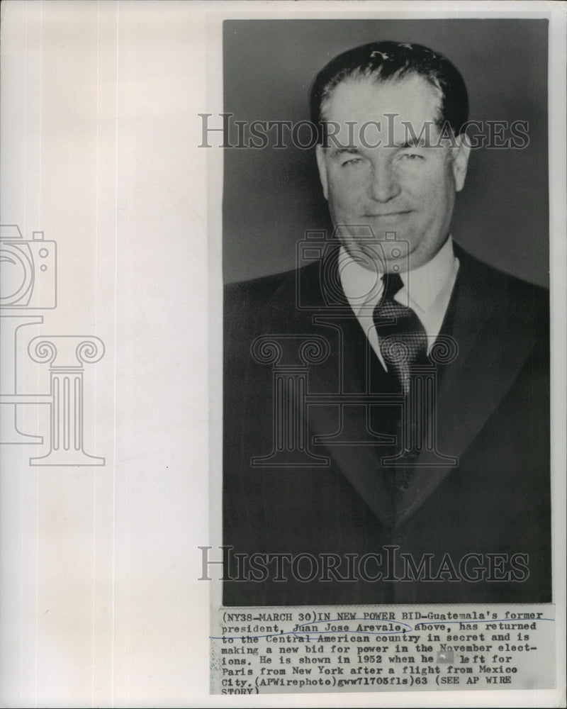 1952 Press Photo Juan Jose Arevalo, Former President of Guatemala - noa21293- Historic Images